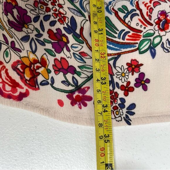 Bila Floral Open Front Cardigan Kimono Cream Boho Crinkle Rayon Women Size M/L - Picture 11 of 12